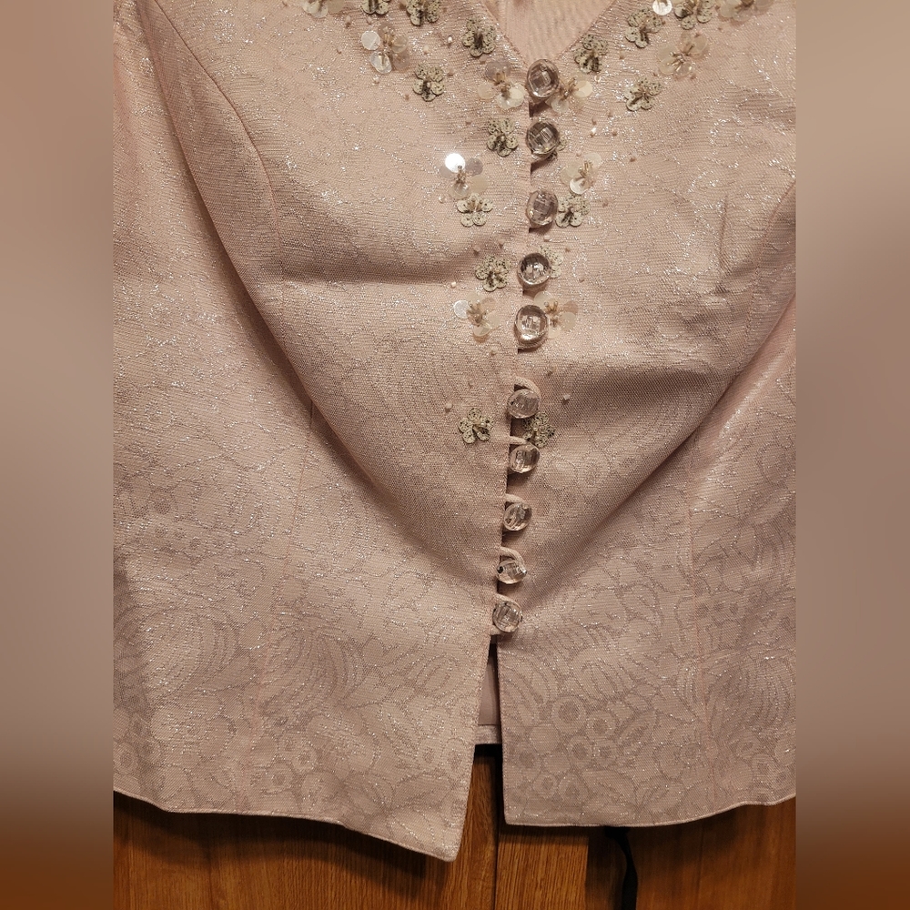 2 piece vintage blush pink shimmery outfit Barrie Pace size 10 - Picture 5 of 11